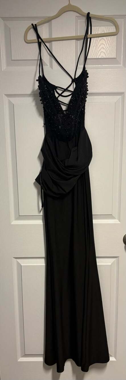 Fashion Nova Beaded Embellished Cowl-Neck Formal Maxi Dress